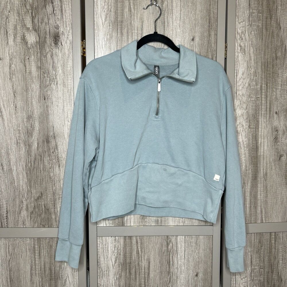 Vuori Sweatshirt Quarter Zip Collared Cropped Teal